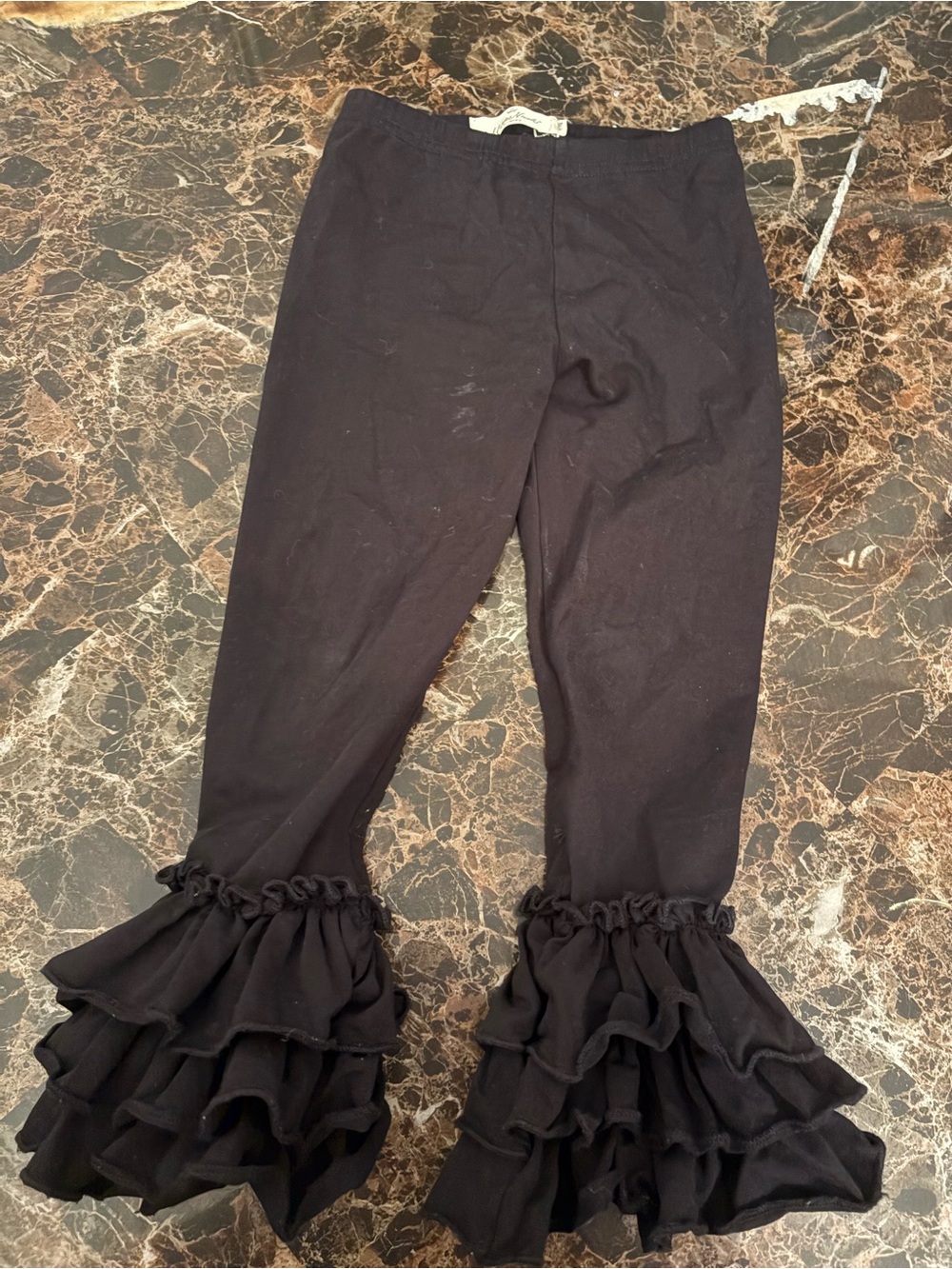 Toddler Girl Black Ruffle Hem Leggings